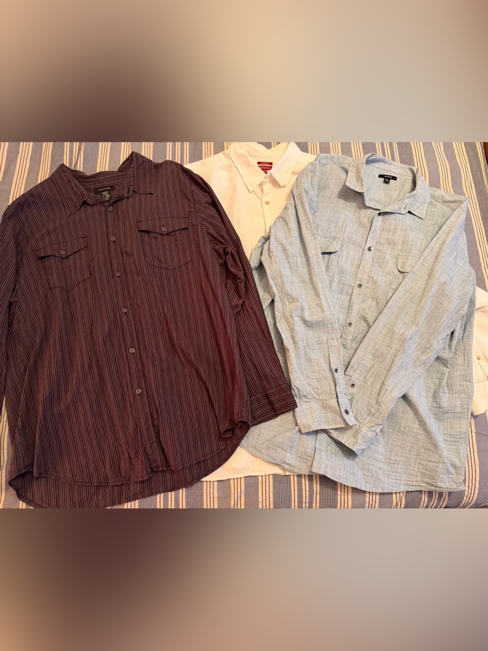Lot of 3 Mens Long Sleeve Shirts (Merona, Structure, Alfani)